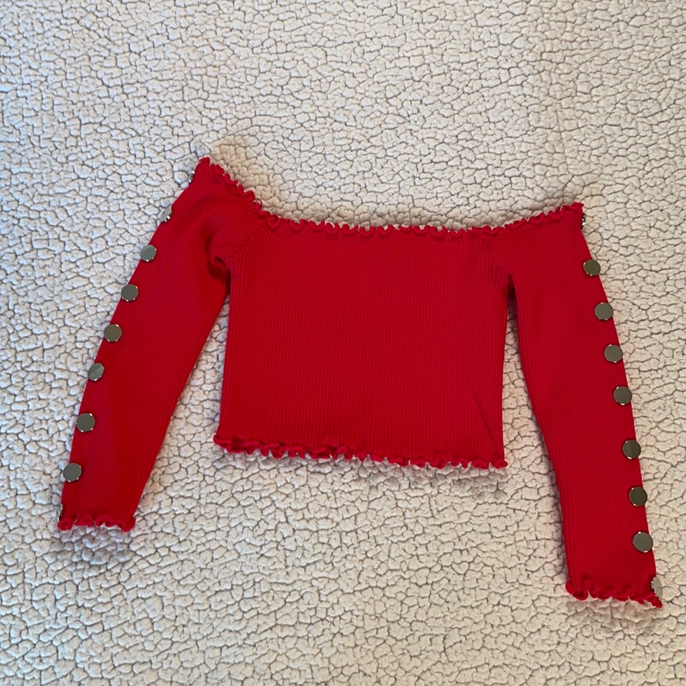 Stretchy red crop top